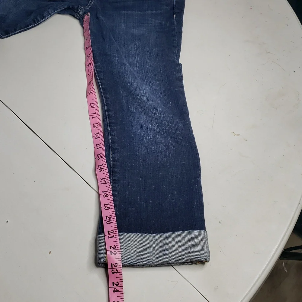 Hollister Womens Cotton Capri Roll Tab Hem Jeans Size 27 Denim Blue Y2K Low Rise